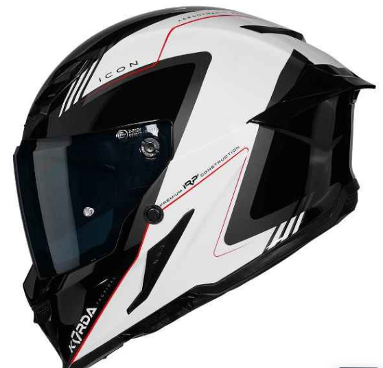 HELMET KORDA ICON NERO GLOSS WHITE W/V FULL FACE HELMET ISI CERTIFIED