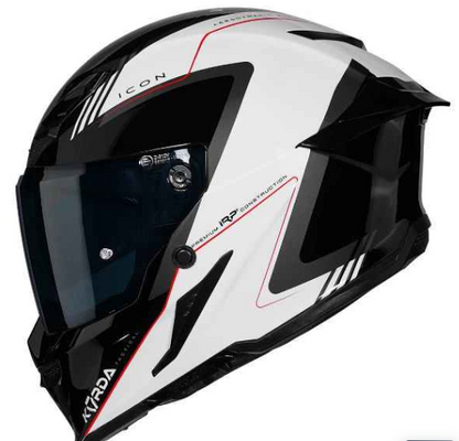 HELMET KORDA ICON NERO GLOSS WHITE W/V FULL FACE HELMET ISI CERTIFIED