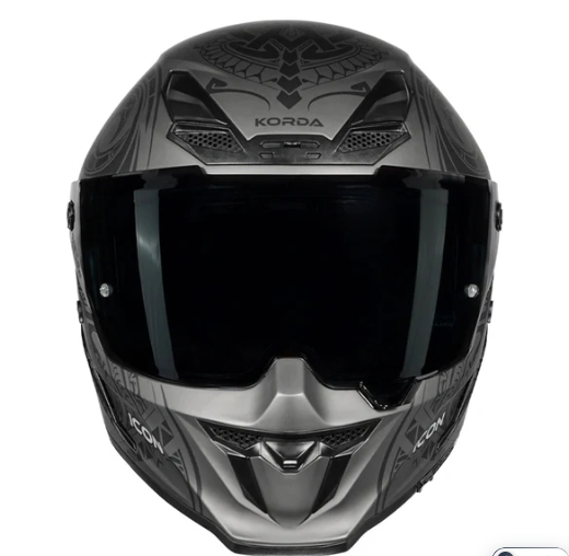 HELMET KORDA ICON MAORI MATT GREY W/V FULL FACE HELMET ISI CERTIFIED