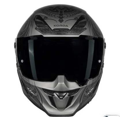HELMET KORDA ICON MAORI MATT GREY W/V FULL FACE HELMET ISI CERTIFIED
