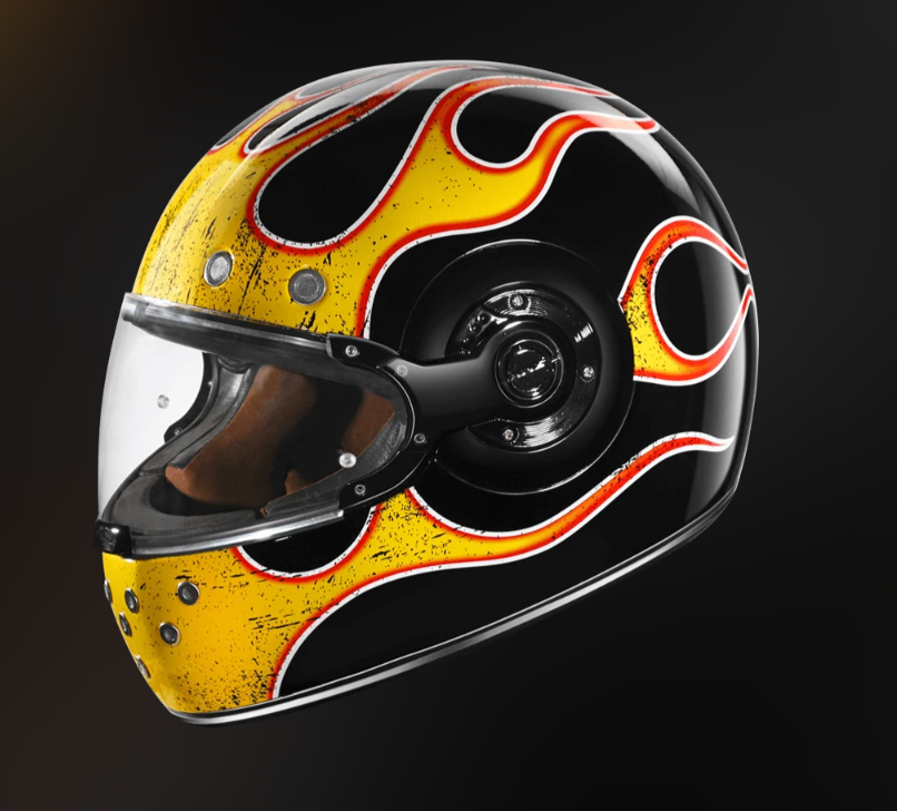 SMK Retro Inferno Gloss Black Yellow Red (GL243) Helmet