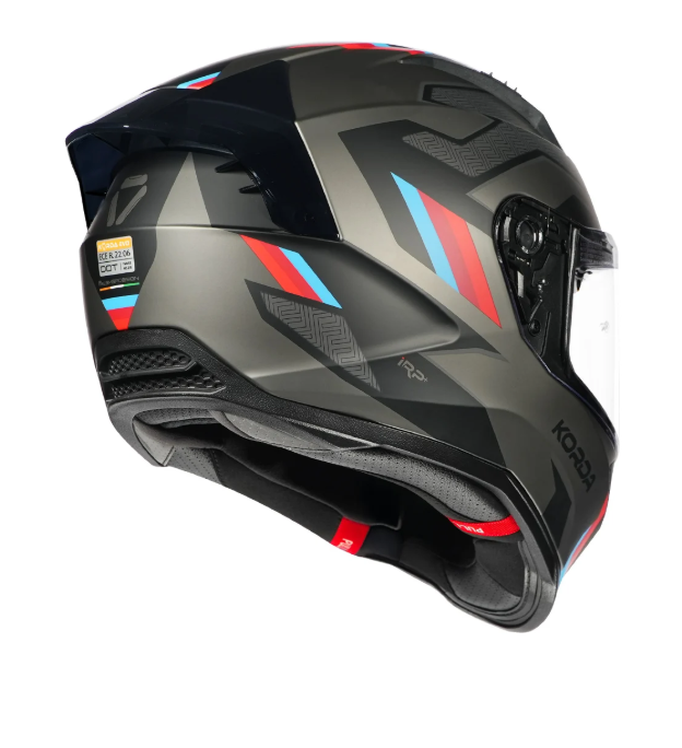 KORDA EVO ORCUS MATT GREY BLUE RED W/P FULL FACE HELMET ISI CERTIFIED