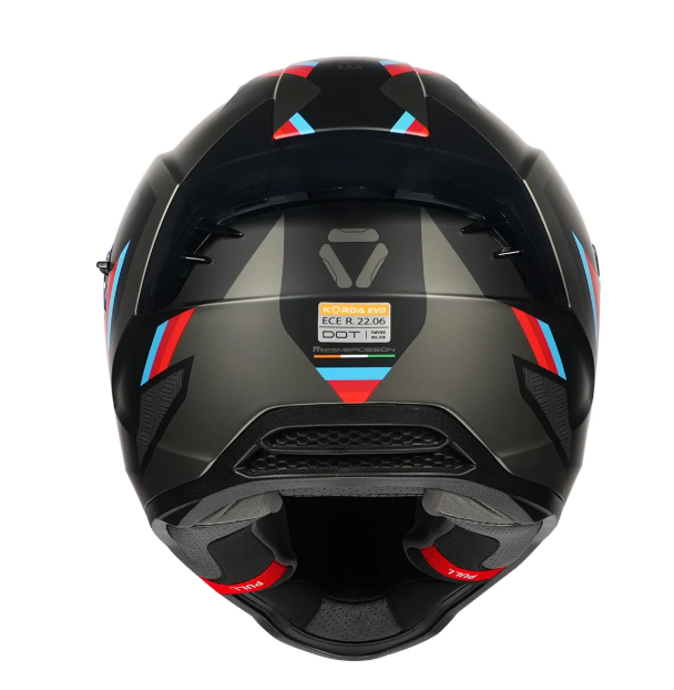 KORDA EVO ORCUS MATT GREY BLUE RED W/P FULL FACE HELMET ISI CERTIFIED