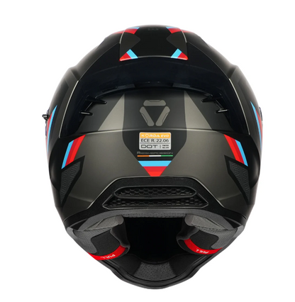 KORDA EVO ORCUS MATT GREY BLUE RED W/P FULL FACE HELMET ISI CERTIFIED