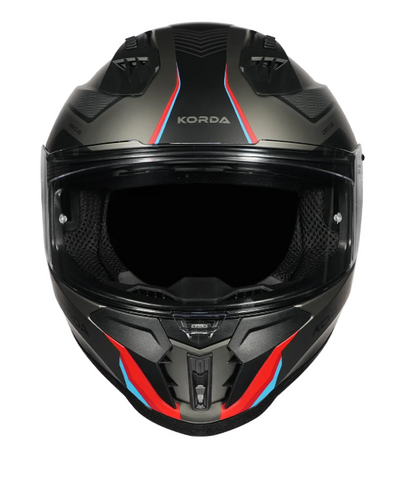 KORDA EVO ORCUS MATT GREY BLUE RED W/P FULL FACE HELMET ISI CERTIFIED