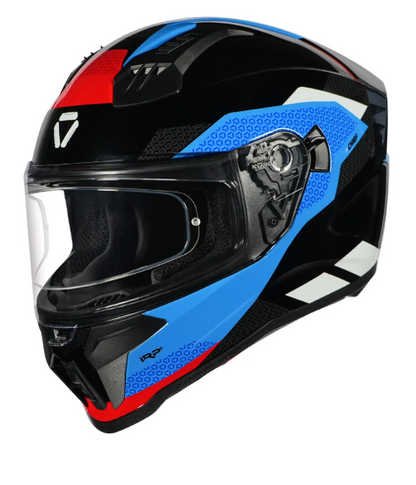 KORDA EVO CHIEF GLOSS BLACK BLUE W/P FULL FACE HELMET ISI CERTIFIED