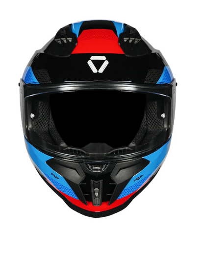 KORDA EVO CHIEF GLOSS BLACK BLUE W/P FULL FACE HELMET ISI CERTIFIED