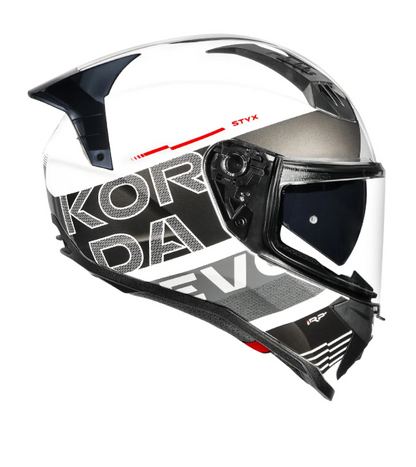 KORDA EVO Styx GLOSS WHITE and GREY W/P FULL FACE HELMET ISI CERTIFIED