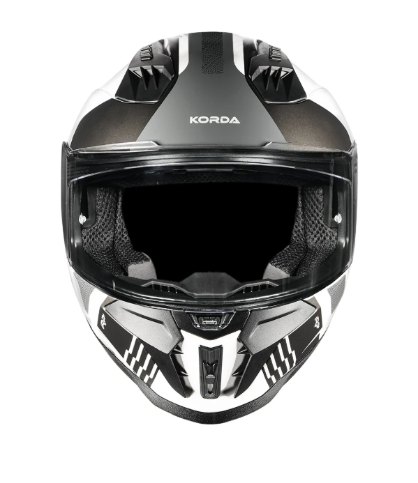 KORDA EVO Styx GLOSS WHITE and GREY W/P FULL FACE HELMET ISI CERTIFIED