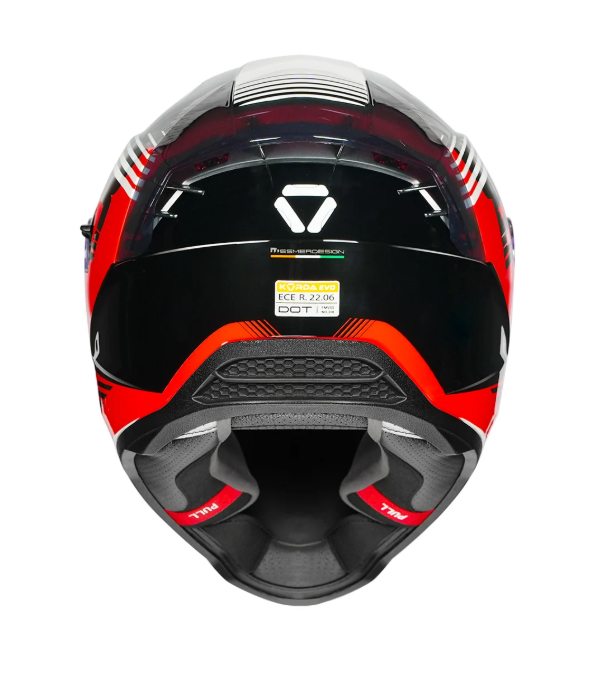 KORDA EVO ARTEMIS GLOSS BLACK WHITE and RED W/P FULL FACE HELMET ISI CERTIFIED