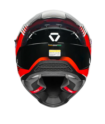 KORDA EVO ARTEMIS GLOSS BLACK WHITE and RED W/P FULL FACE HELMET ISI CERTIFIED