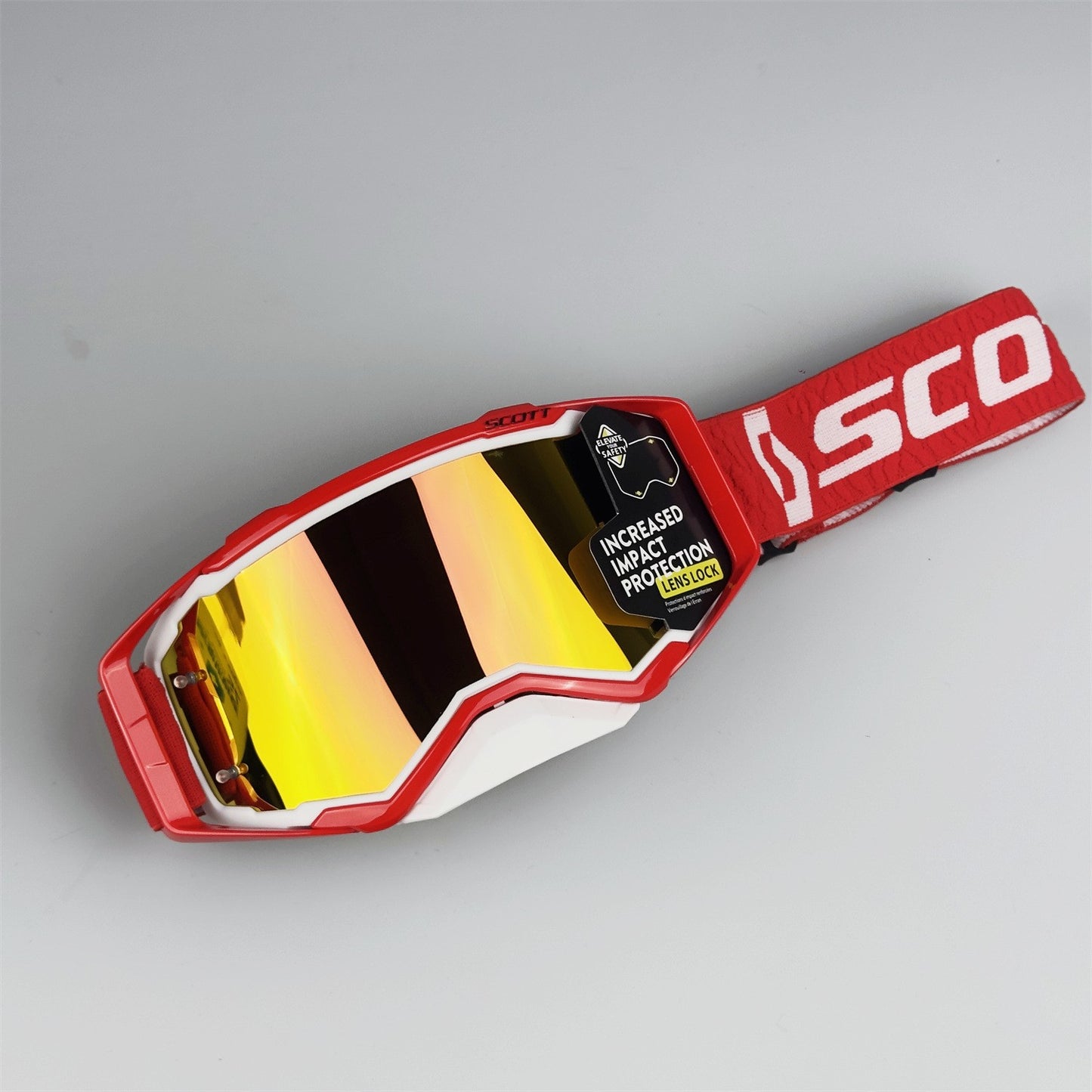 Scott. Prospect 2.0 ( MX )Motocross Goggles | Off road | Outdoor Sports Red White ( Gold tint )  - Premium