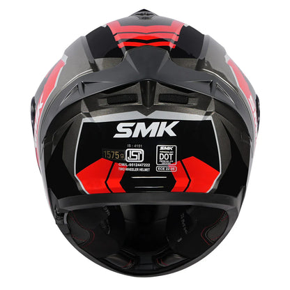 SMK Typhoon S01 Aerot  | D Ring with Dual Visor | GL - 632 | Motorbike Helmet | Gloss black and red