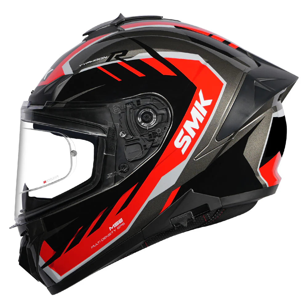 SMK Typhoon S01 Aerot  | D Ring with Dual Visor | GL - 632 | Motorbike Helmet | Gloss black and red