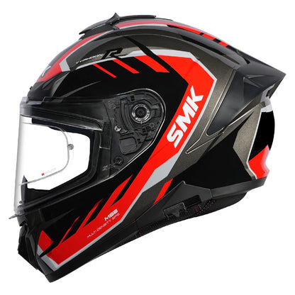 SMK Typhoon S01 Aerot  | D Ring with Dual Visor | GL - 632 | Motorbike Helmet | Gloss black and red