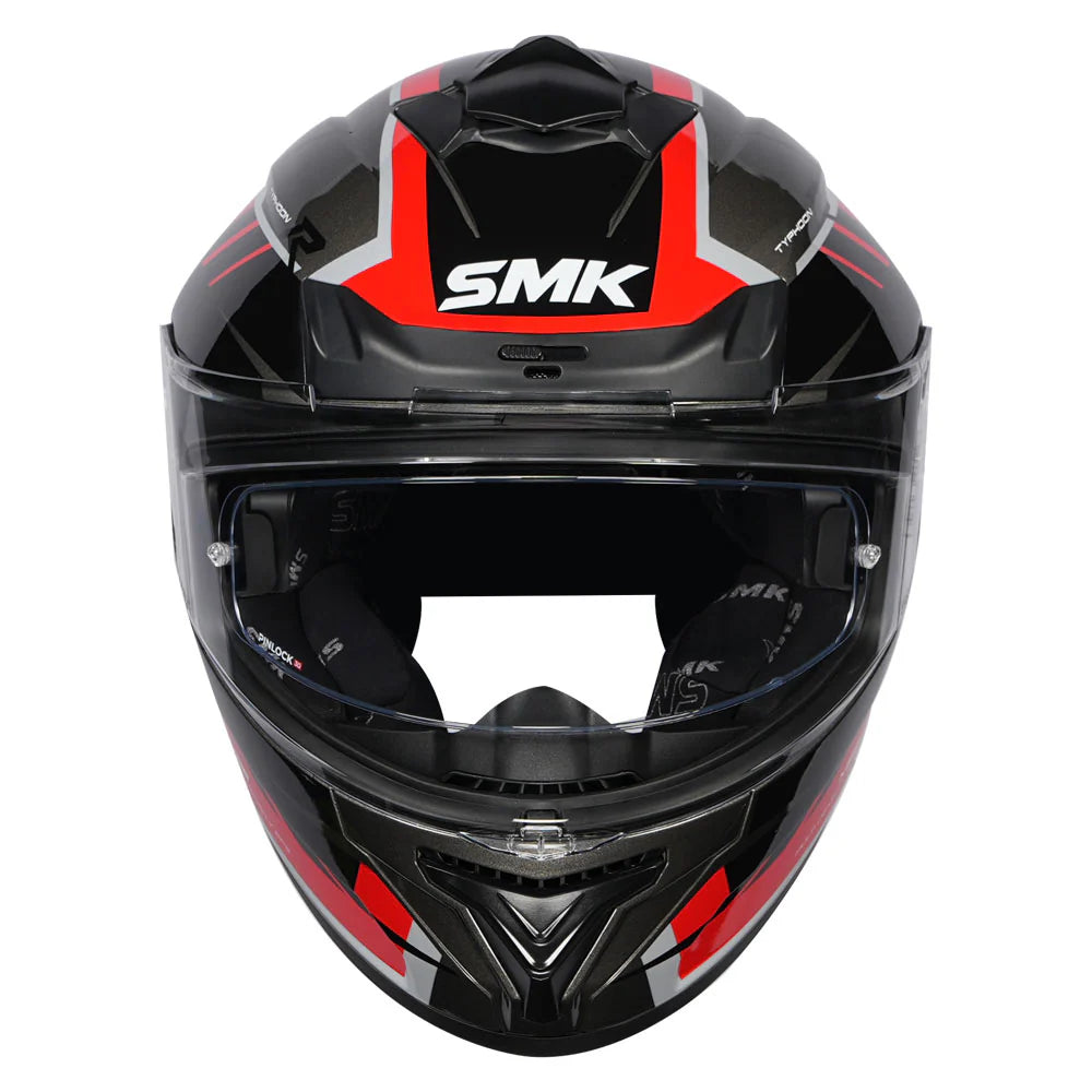 SMK Typhoon S01 Aerot  | D Ring with Dual Visor | GL - 632 | Motorbike Helmet | Gloss black and red