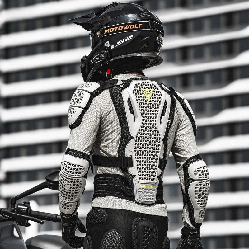 Motowolf Waterproof Mesh Body Protector | CE Level 2 Certified | Four Season | PG1 | Motorcycle Jackets | Anti Fall | Off-road Riding Body Armor - GREY