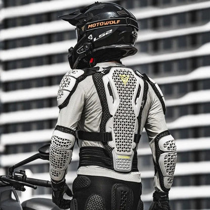 Motowolf Waterproof Mesh Body Protector | CE Level 2 Certified | Four Season | PG1 | Motorcycle Jackets | Anti Fall | Off-road Riding Body Armor - GREY