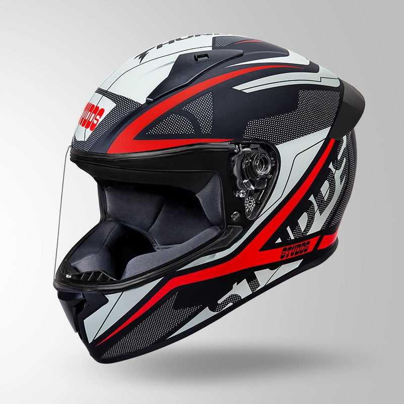 STUDDS THUNDER D1 LIGHTVOLT DECOR BLACK / RED & ORANGE FULL FACE HELMET