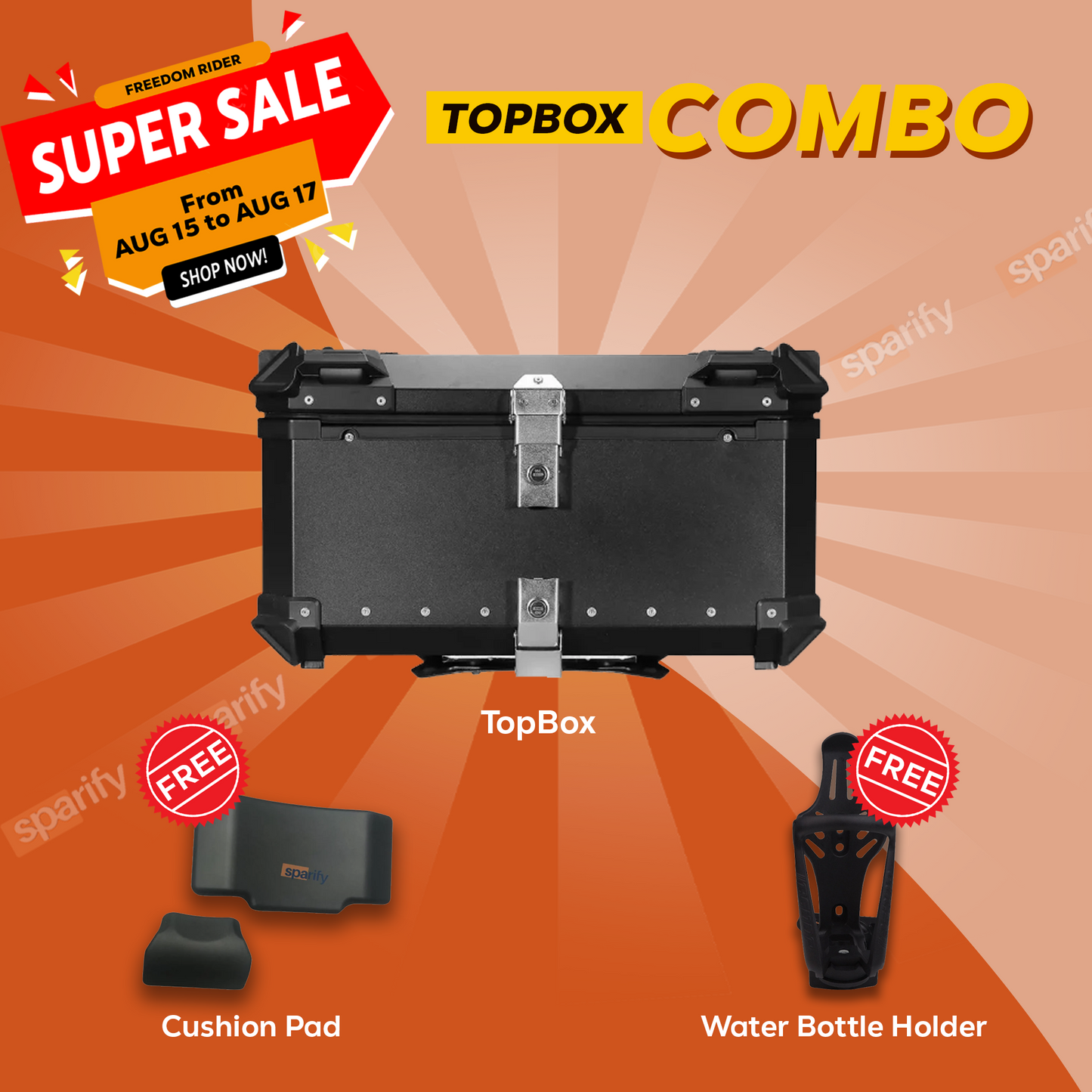 LGP 80 litres | aluminium alloy top box | Waterproof | BLACK PLAIN ( fits all motorcycles ) Ideal for long tourers