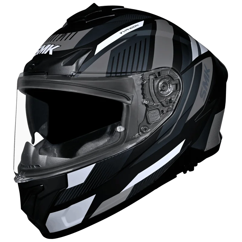 SMK Typhoon Sparko Gloss Black Grey (GL266) Helmet