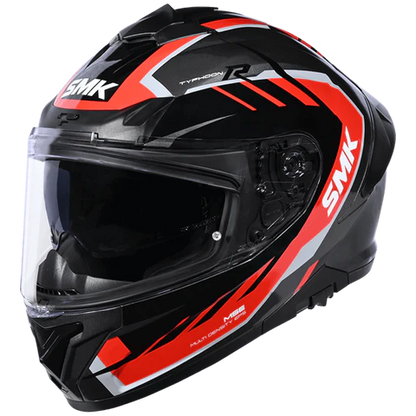 SMK Typhoon S01 Aerot  | D Ring with Dual Visor | GL - 632 | Motorbike Helmet | Gloss black and red