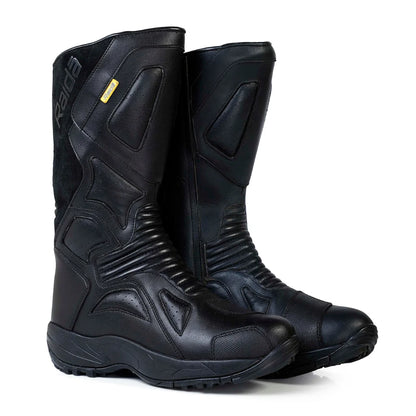 Raida Explorer Motorcycle Riding Boots | Ankle, Shin, & Heel Protection | Memory Foam Insole | Leather | 6 months warranty - BLACK