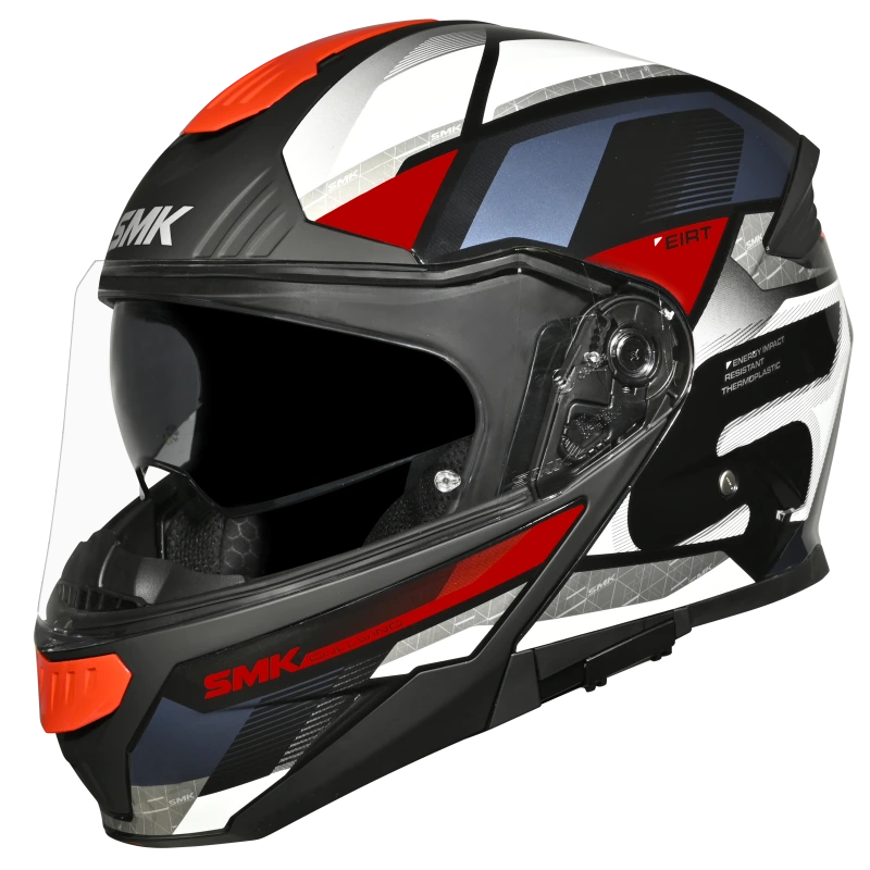 SMK Helmets - Gullwing Venture - Gloss Red black- Dual Visor Flip Up Helmet ( GL213 )