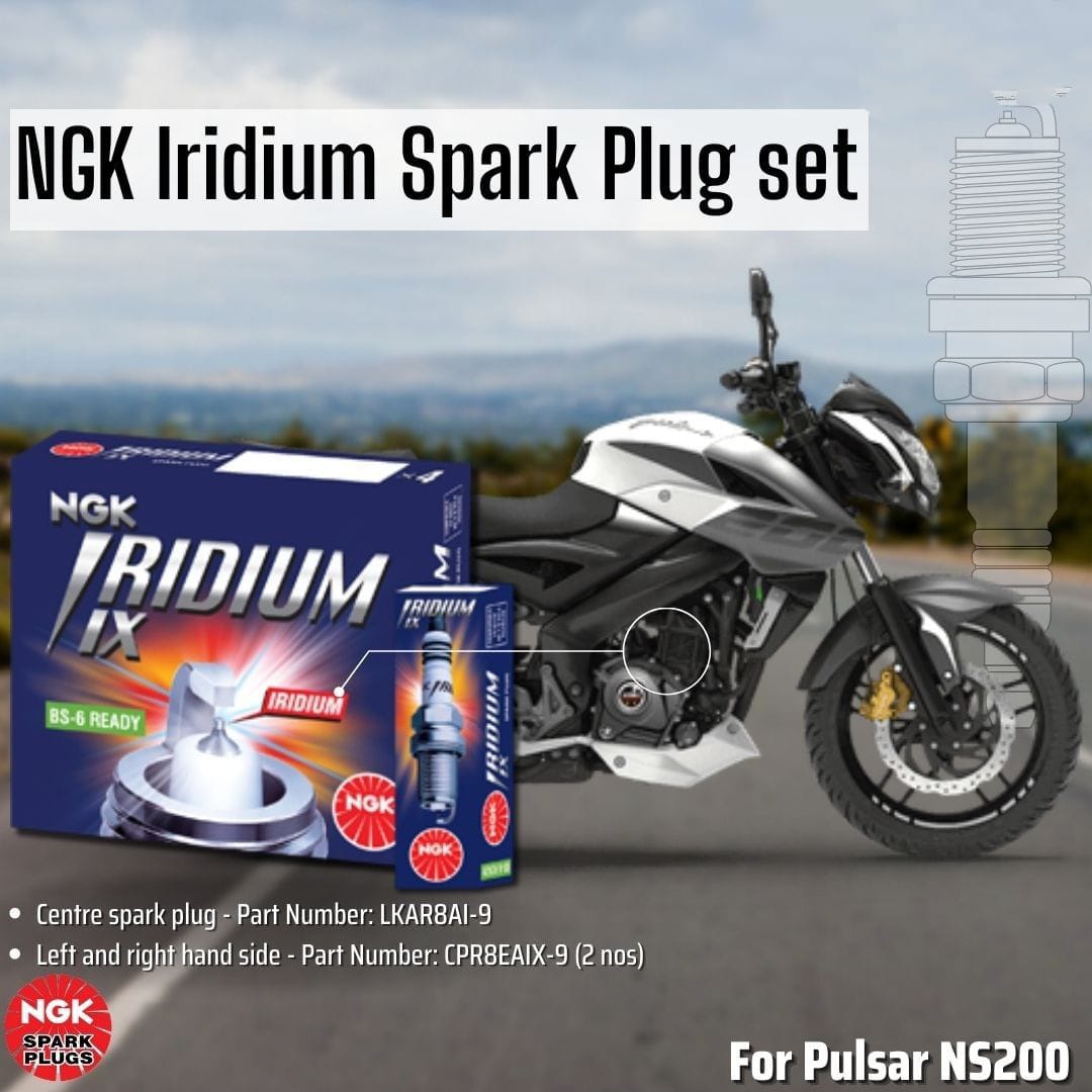 NGK Iridium Spark Plug for Pulsar NS 200 BS6 (Set of 3) Pack of 3 - Image 1