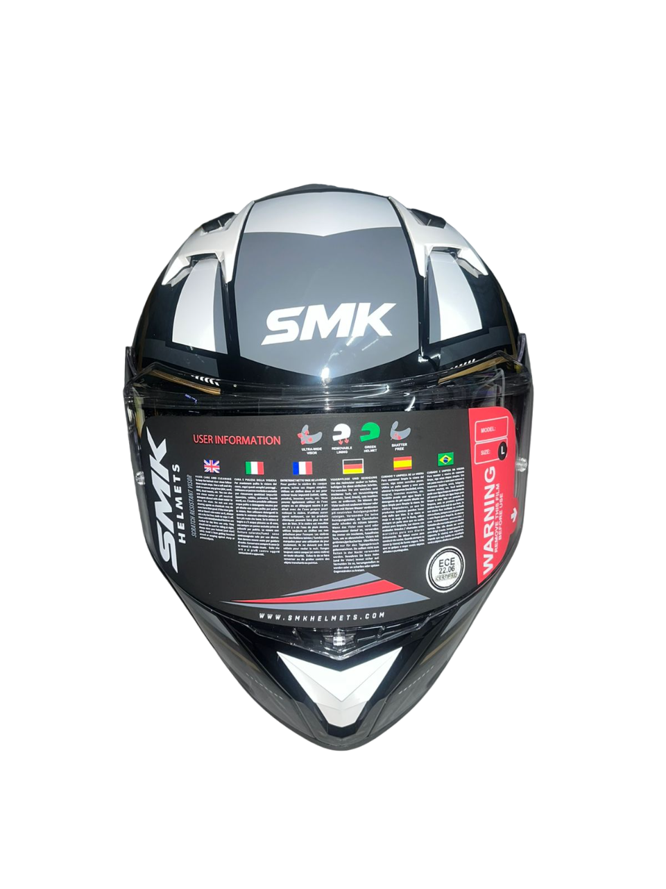 SMK STELLAR K-POWER HELMET GL267 (Gloss Black Grey Orange) helmet highlight 