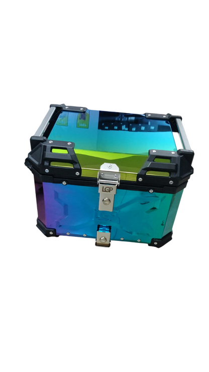 LGP rainbow large capacity aluminium top box 45 ltrs (fits all motorcycle) - color plating premium top box