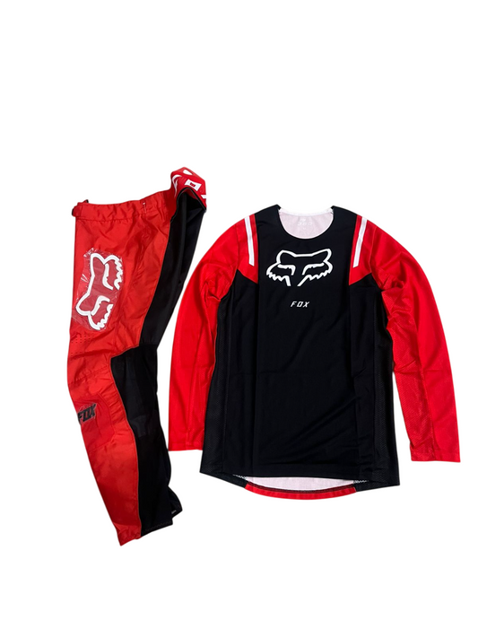 F.O.X Racing Motocross Jersey & Pants - Black & Red with white strip