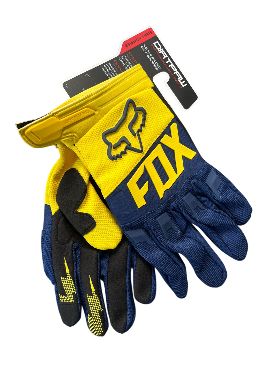 DIRTPAW Motocross Gloves  F.O.X  - Yellow Blue V2
