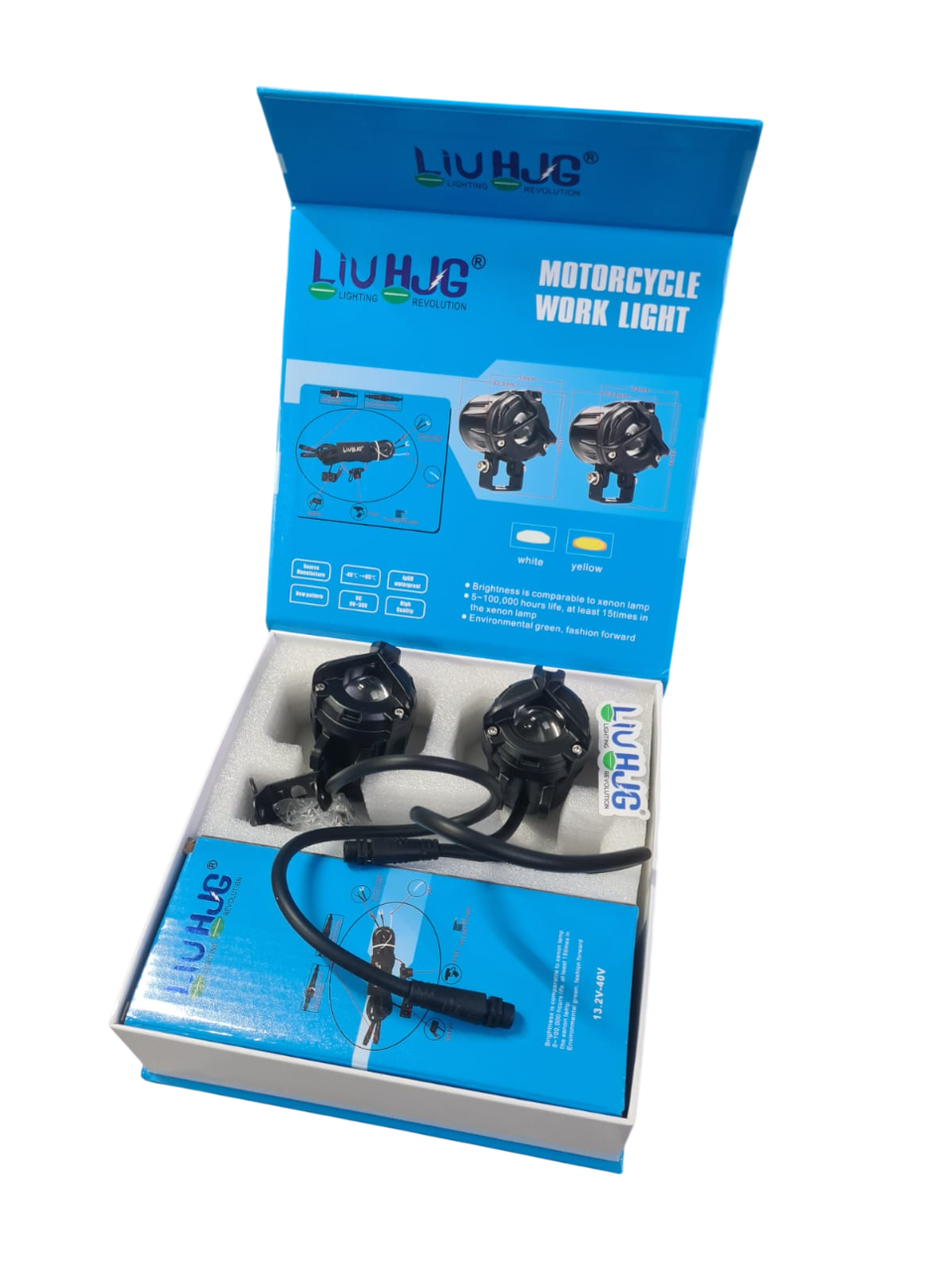 LIU HJG | Original 80W (Mini Mercedes Y Lens Ultra Wide LED Fog Lights – Dual Color White/Yellow, Pair with Harness, Switch and Flasher (pack of 2)