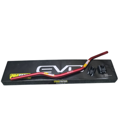 Protaper Aluminum Alloy Universal "Evo" Handlebar Fat Bat with Pair Clamps (Risers)  (Universal For Bike) - RED