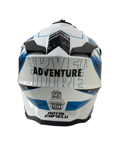 ROYAL ENFIELD OFF ROADING OPTIMUS DUAL SPORT MOTOCROSS HELMET - White Blue