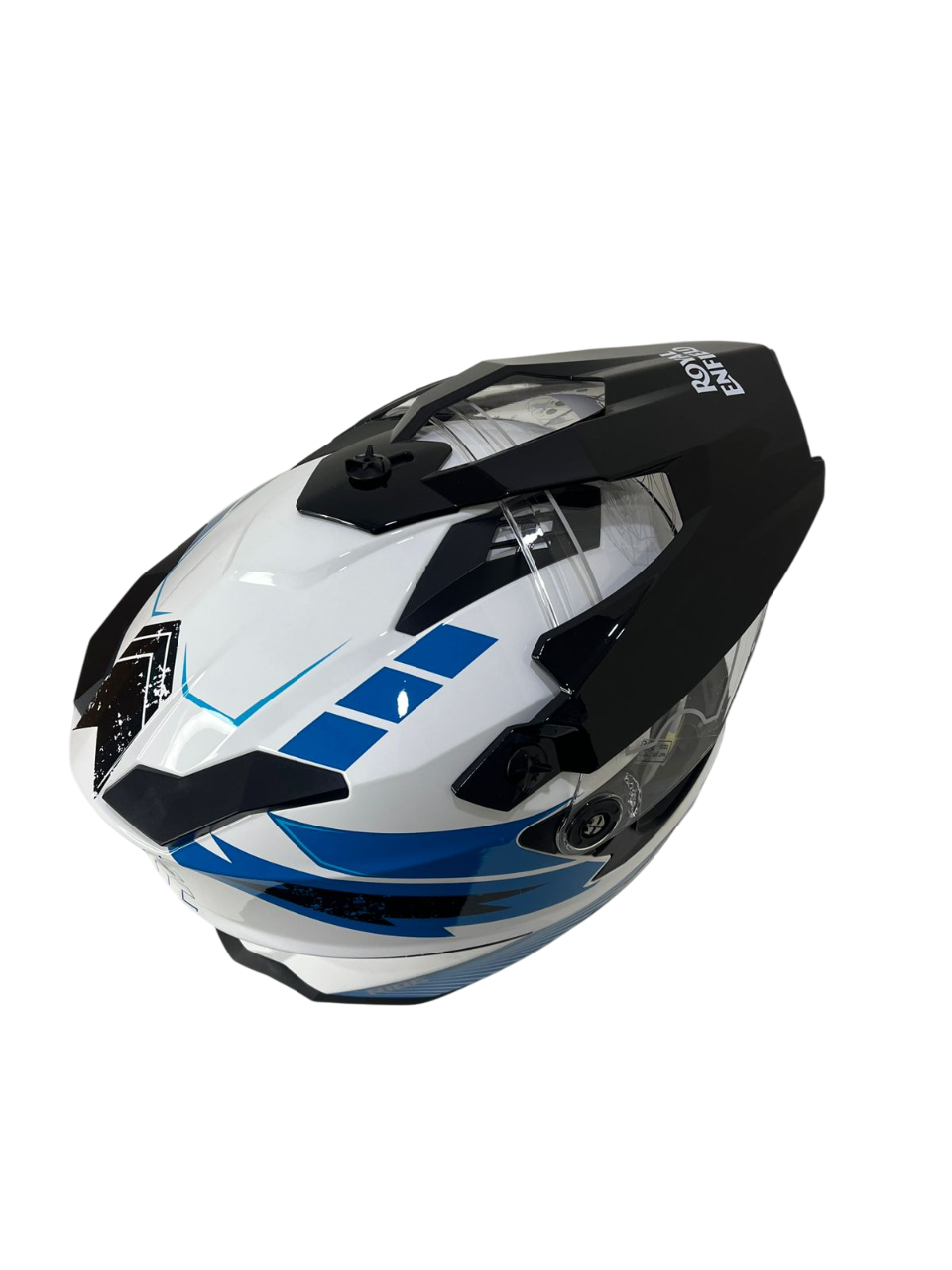 ROYAL ENFIELD OFF ROADING OPTIMUS DUAL SPORT MOTOCROSS HELMET - White Blue