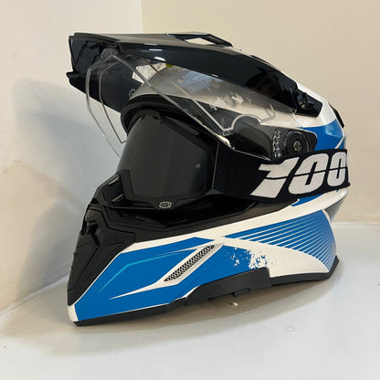 ROYAL ENFIELD OFF ROADING OPTIMUS DUAL SPORT MOTOCROSS HELMET - White Blue