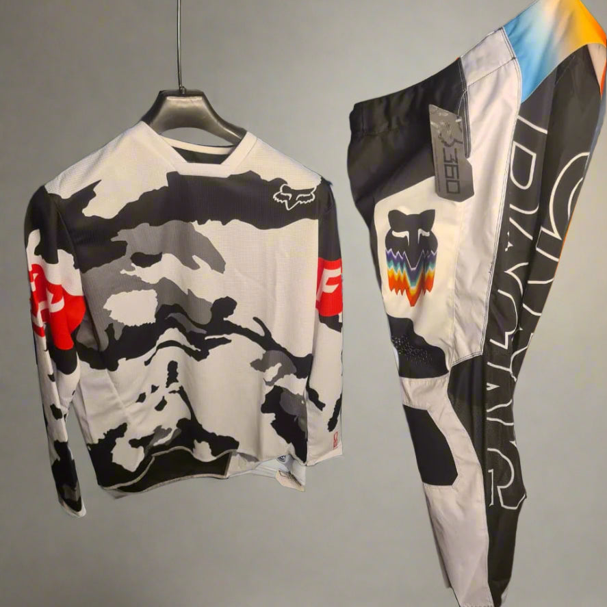 F.O.X Racing 180 Revn Motocross Jersey & Pants - Black camo Red