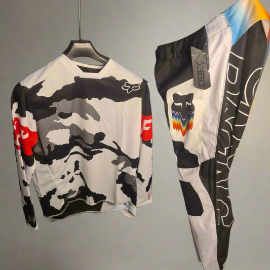 F.O.X Racing 180 Revn Motocross Jersey & Pants - Black camo Red