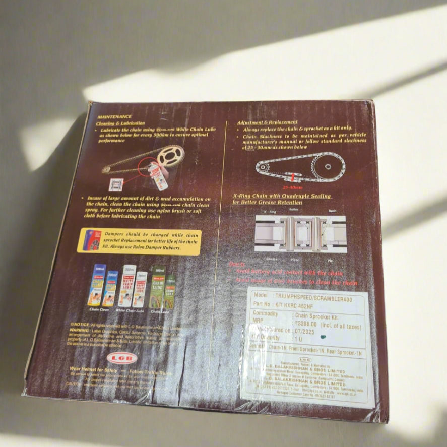 Triumph Speed 400 / Scrambler 400 Brass Chain Sprocket Kit  - KIT HXRC 452NF