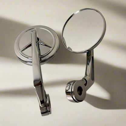 Merc Edition | Chrome Handle Bar End Side Mirror For Royal Enfiled Classic /Electra / Reborn/Standard - 350/ 500,Himalayan 450 Hunter 350, Meteor 350, Super Meteor , Interceptor , Gt 650, Himalayan/Scram 411, Bear 650 Round Mirrors