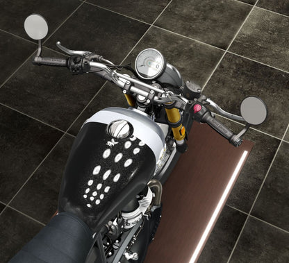 Handle Bar End Side Mirror ( New Edition ) For Royal Enfiled Guerrilla 450 & Continental GT 650, Interceptor 650, Bear 650, Classic 650, Super Meteor 650,Classic 350, Hunter 350, Meteor 350, Goan Classic 350 Round Mirrors