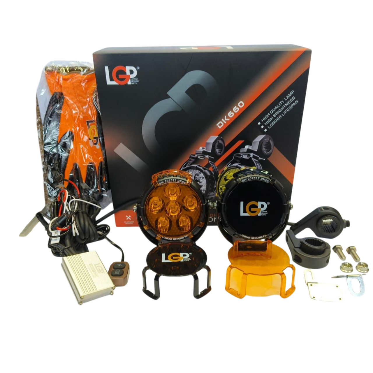 DK 660 Little Monster |  Ultra Wide Driving Fog Lights | White/Yellow | with wiring harness and Intelligent wireless button switch | 90W | 18 months warranty | LGP