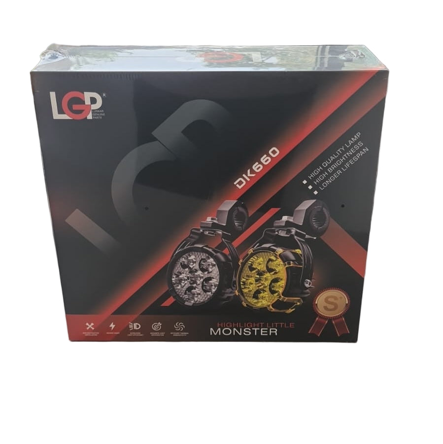 DK 660 Little Monster |  Ultra Wide Driving Fog Lights | White/Yellow | with wiring harness and Intelligent wireless button switch | 90W | 18 months warranty | LGP