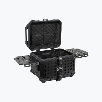 JB RACING litres | armoured aluminium alloy top box | Waterproof | BLACK ( fits all motorcycles ) - FREE BACKREST CUSHION PAD