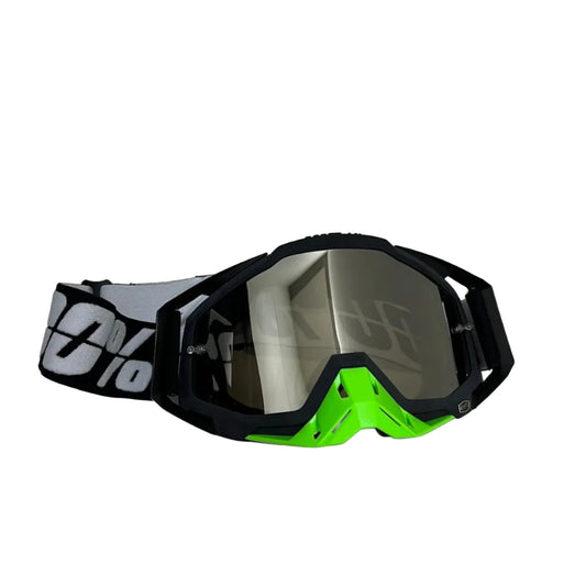 100% | Motocross & mountain biking Goggles |Black with green nose tinted- 1 YEAR WARRANTY