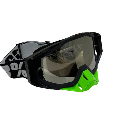 100% | Motocross & mountain biking Goggles |Black with green nose tinted- 1 YEAR WARRANTY