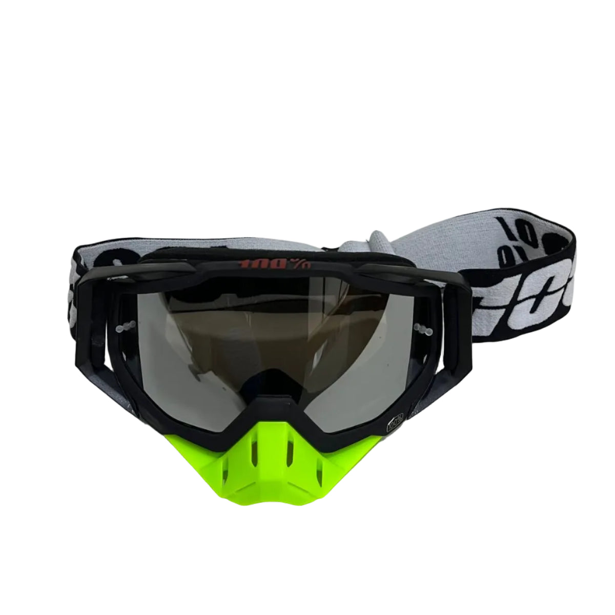 100% | Motocross & mountain biking Goggles |Black with neon nose tinted- 1 YEAR WARRANTY