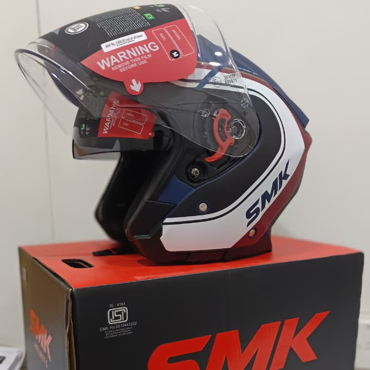 SMK GTJ LIBERO MA513 HALF FACE HELMET White Blue Maroon helmet highlight 